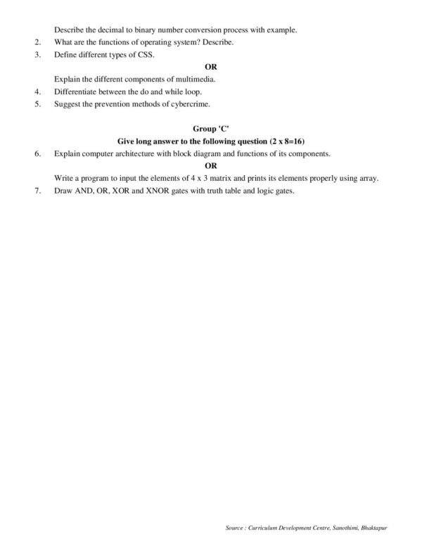 Computer Science Model Question New Syllabus | NEB - Education Hub ...