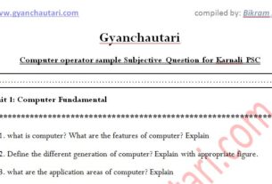 Computer operator sample Subjective Question for Karnali PSC